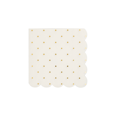 Cottage Gold Foil Polka Dot Scalloped Paper Cocktail Napkins
