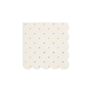 Cottage Gold Foil Polka Dot Scalloped Paper Cocktail Napkins
