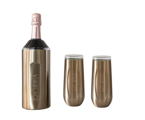 Champagne Gift Sets with Glass Lined Flutes: Rose Gold