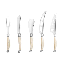 Load image into Gallery viewer, Laguiole 5-Piece Artisan Ivory-Colored Cheese Knife Set 