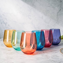 Load image into Gallery viewer, 6 Unbreakable Colored Stemless Wine Glasses Acrylic Plastic