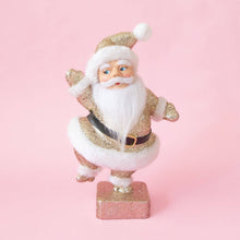 Load image into Gallery viewer, Retro Flocked Dancing Santa | Gold Sparkle