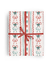 Load image into Gallery viewer,  Christmas Candy Cane Stripe Bow Wrapping Paper 