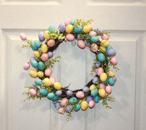 16" Easter Eggs Wreath on Natural Twig Base