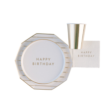 Load image into Gallery viewer, WHITE &amp; GOLD SIGNATURE HAPPY BIRTHDAY SMALL PLATES