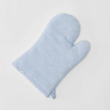 Load image into Gallery viewer, Oven Mitts - Blue and White Stripe Pair