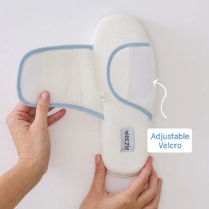 Adjustable Slippers - White with Blue Piping