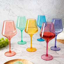 Load image into Gallery viewer, Unbreakable Colored Stemmed Acrylic Wine Glasses Set of 6