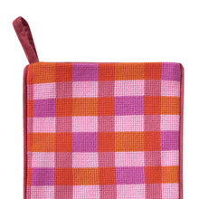 Load image into Gallery viewer, Abstract Plaid Pink Embroidered Stocking - Ampersand