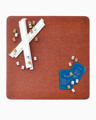 Cognac Leather Mahjong Mat