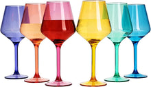 Load image into Gallery viewer, Unbreakable Colored Stemmed Acrylic Wine Glasses Set of 6