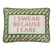Load image into Gallery viewer, I Swear Because I Care Embroidered Needlepoint Pillow