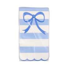Load image into Gallery viewer, Blue Stripe Bow Scallop Guest Napkins