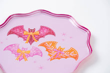 Load image into Gallery viewer, Bats &amp; Bows Small Plates – Pink Halloween Party Plates (Set of 8)