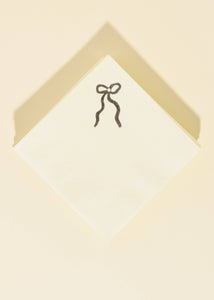 Winter Coquette Silver Bow Cocktail Paper Beverage Napkin - Set of 20