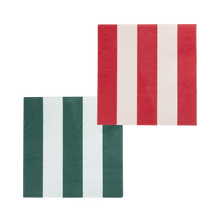Load image into Gallery viewer, BOW1138 - Red and Pink Green and Mint Striped Cocktail Napkin Set