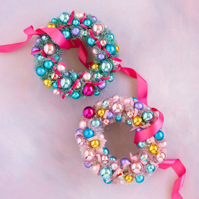 Vintage Pastel Wreath w/ Ornaments