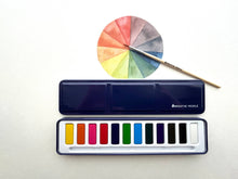 Load image into Gallery viewer, Watercolor Set- 12 Artist Grade Colors + Wood Paintbrush