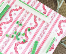 Load image into Gallery viewer, Scalloped Square Table Topper in Boxwood Garden Rose