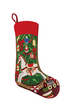 Xmas Rocking Horse Embroidered Stocking