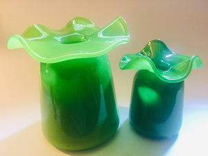 Ruffle Bud vase: Jade / Blown Glass / 5”x4”