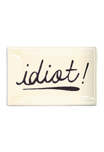 Load image into Gallery viewer, Idiot! Script Decoupage Glass Tray: (2) 3.5&quot;X 5.5&quot;