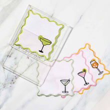 Load image into Gallery viewer, Embroidered Cocktail Napkins with Reusable Acrylic Box