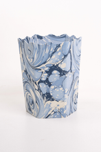 Load image into Gallery viewer, Hand-Marbled Scallop Waste Bin / Storage Bin in Ocean Wave