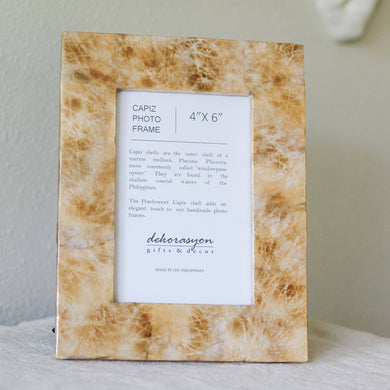 4x6 Capiz Swirl Picture Frame (Smoke Gold/White)