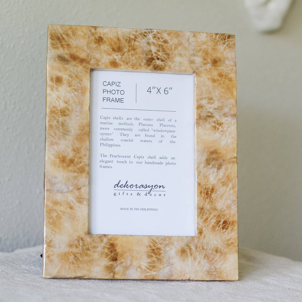 4x6 Capiz Swirl Picture Frame (Smoke Gold/White)