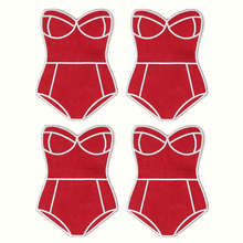 Load image into Gallery viewer, Red Swimsuit Cocktail Napkins - Set of 4