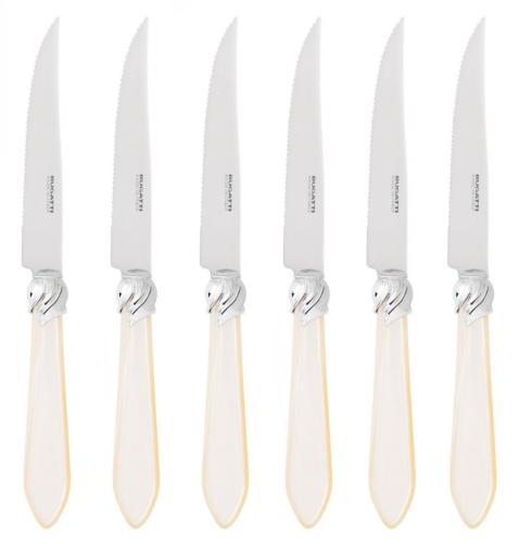 Falabella Steak Knife Set of 6 - Ivory with Chrome Detail