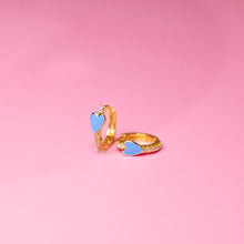 Load image into Gallery viewer, Pave Heart Huggie Earrings: Light Pink