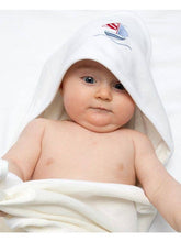Load image into Gallery viewer, Baby Hooded Towel, Combed Cotton: Sailboat &amp; Seagull (Blue)