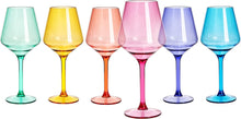 Load image into Gallery viewer, Unbreakable Colored Stemmed Acrylic Wine Glasses Set of 6