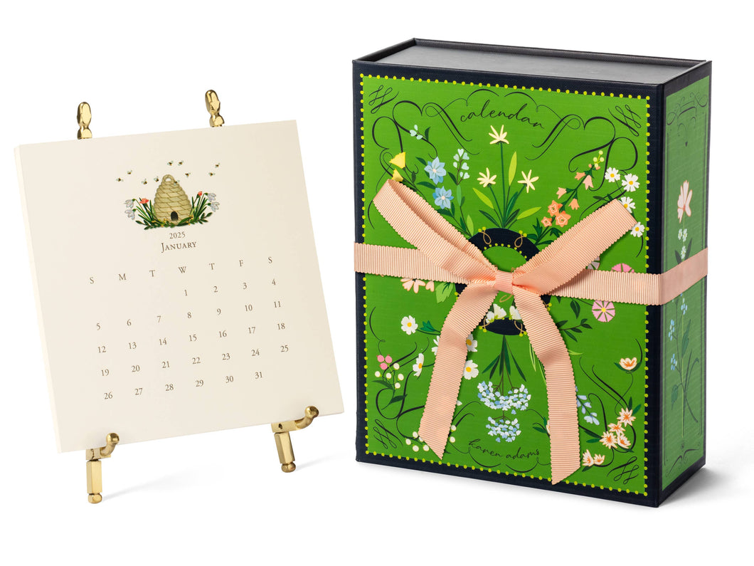 2025 Classic Desk Calendar: Gold Easel