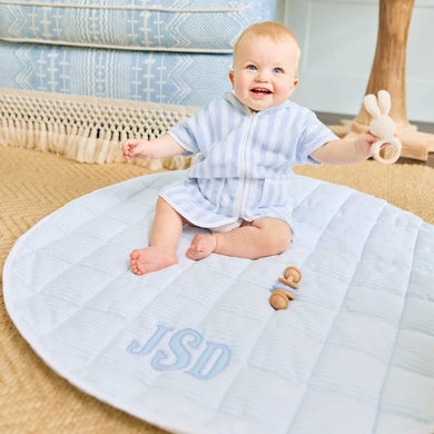 Tummy Time Mat - Light Blue Stripe