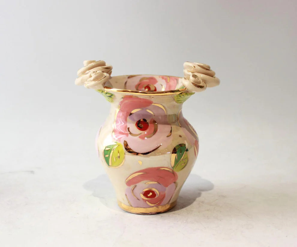 Posy Vase in Gold New Rose Pink