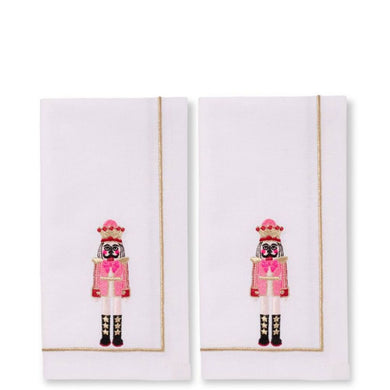 Embroidered Nutcracker Napkins in White