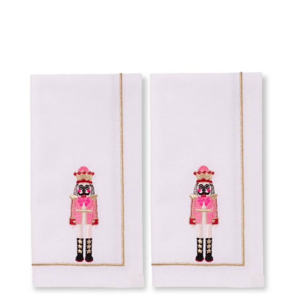 Embroidered Nutcracker Napkins in White