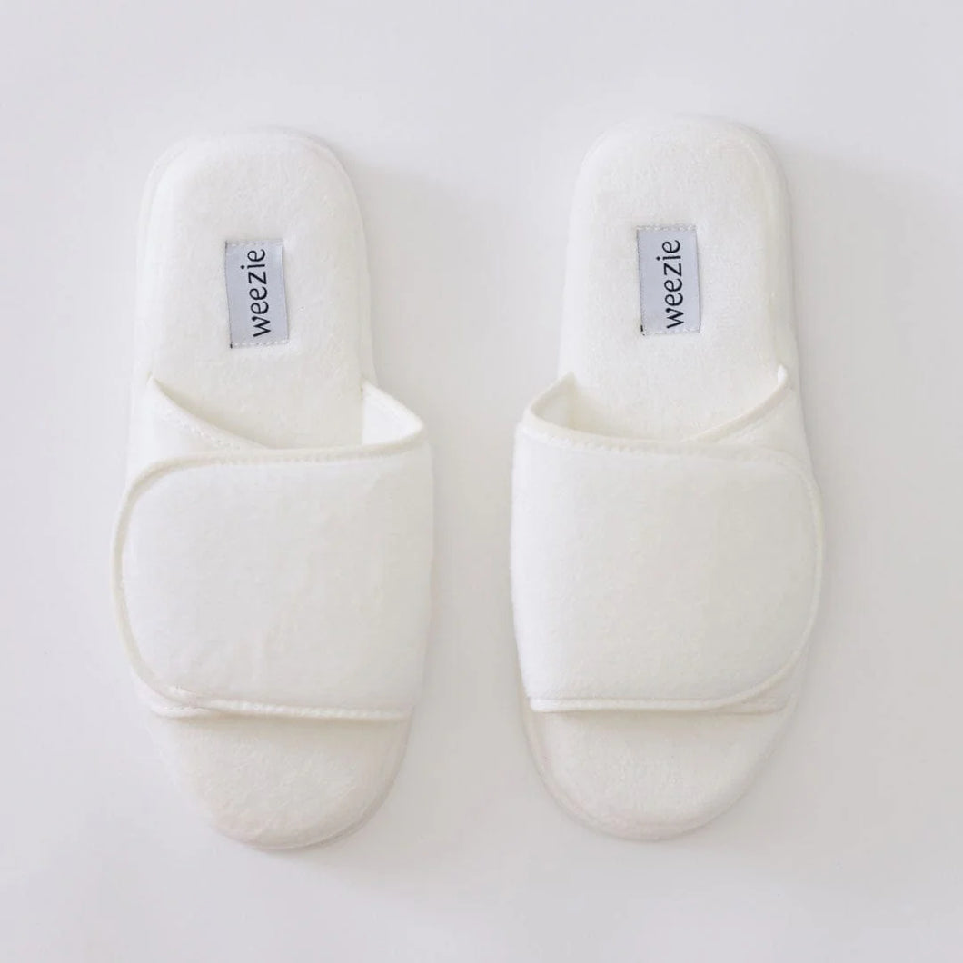 Adjustable Slippers - White on White