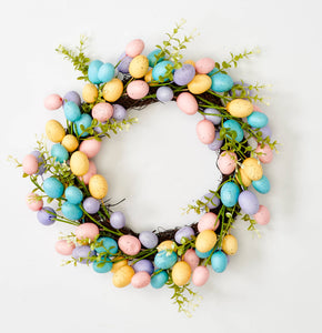 16" Easter Eggs Wreath on Natural Twig Base