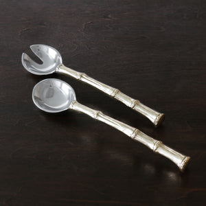 Garden Bamboo Salad Servers w/Gold Handles