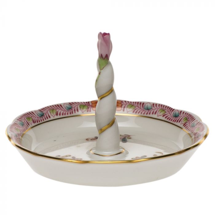 Herend Ring Holder with Rose Bud