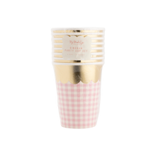 Load image into Gallery viewer, Gingham Cups with Gold Scallop