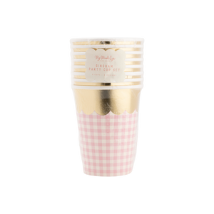 Gingham Cups with Gold Scallop