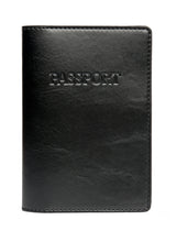 Load image into Gallery viewer, Black Leather Passport Cover with Tan Lining