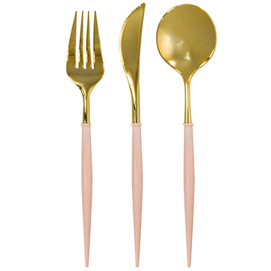 Bella Assorted Plastic Cutlery - Pink & Gold