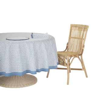 Batik Blue 86" Round Tablecloth