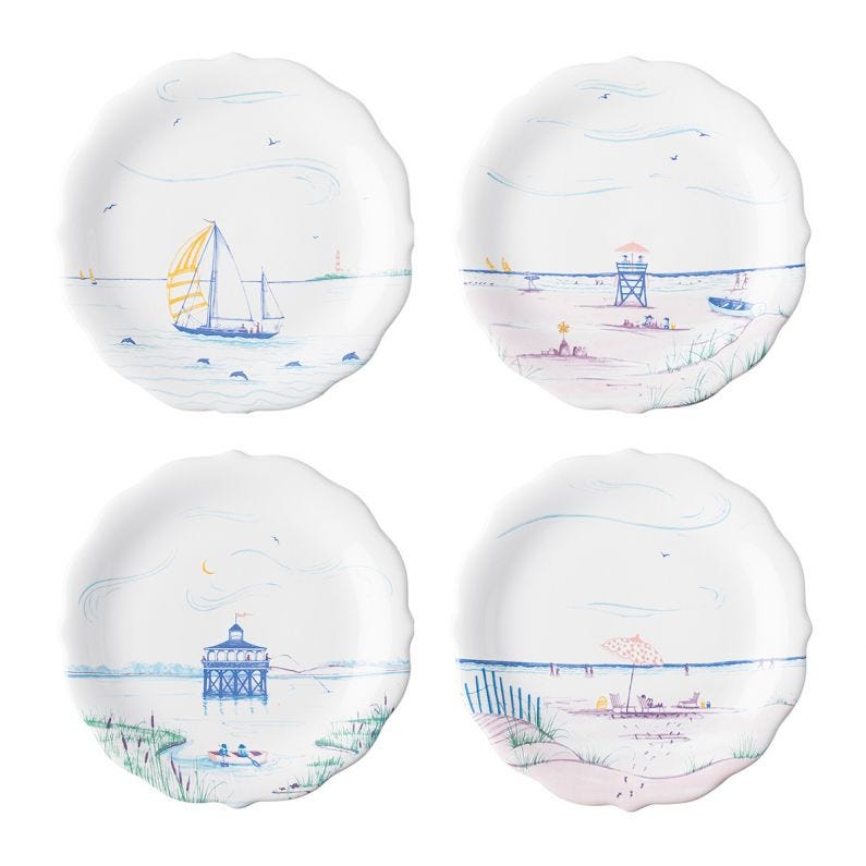 Country Estate Seaside Party Plates Set of 4